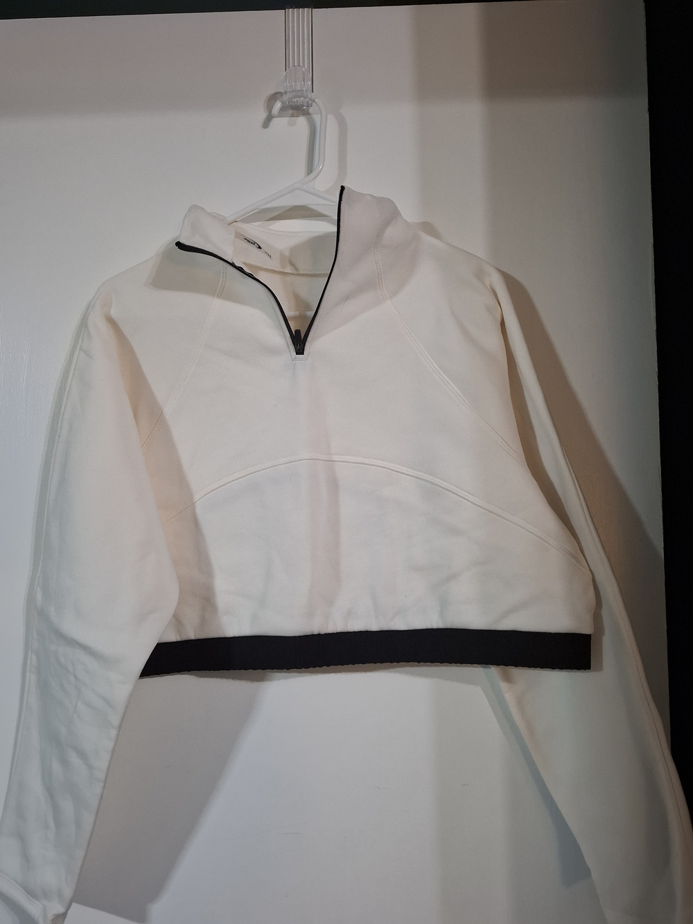 MTA Sport White Cropped Half-Zip Pullover with Black Trim